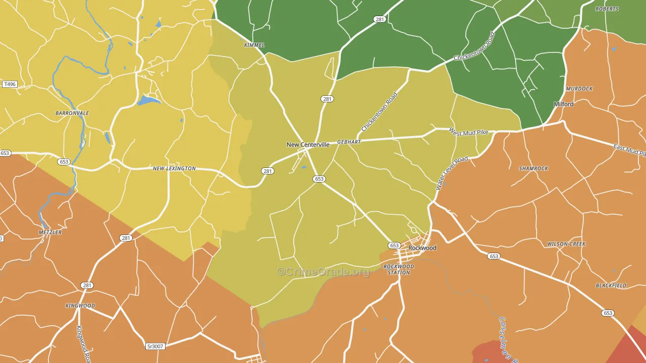 Rockwood, PA Map of Burglary Rates