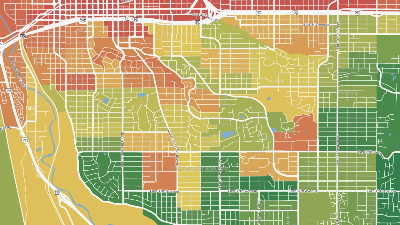 Rockwood, Spokane, WA Map of Burglary Rates