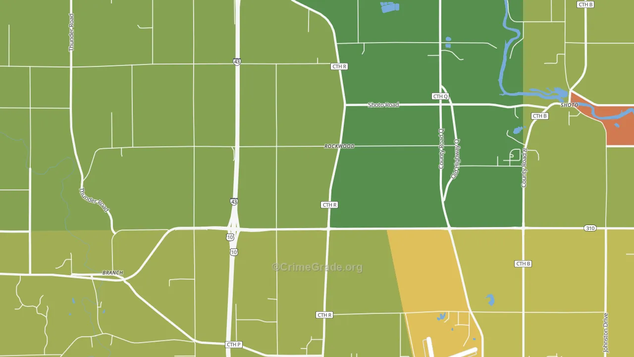 Rockwood, WI Map of Burglary Rates
