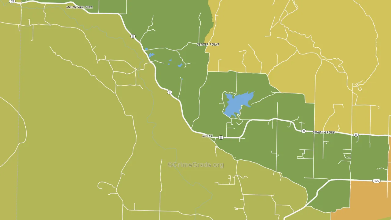 Rocky, AR Map of Burglary Rates