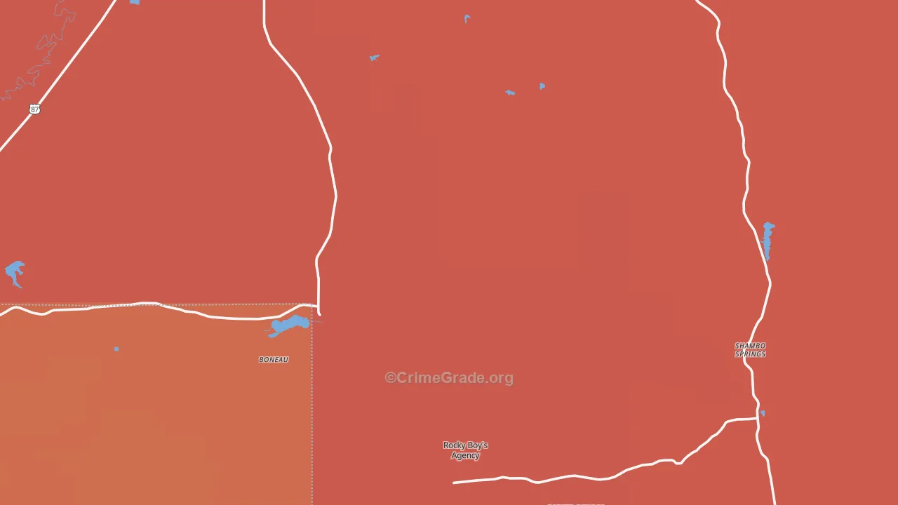 Rocky Boy, MT Map of Burglary Rates