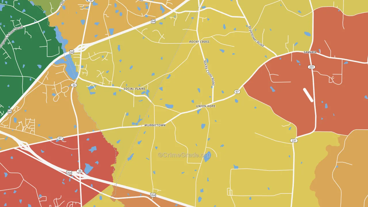 Rocky Cross, NC Map of Burglary Rates