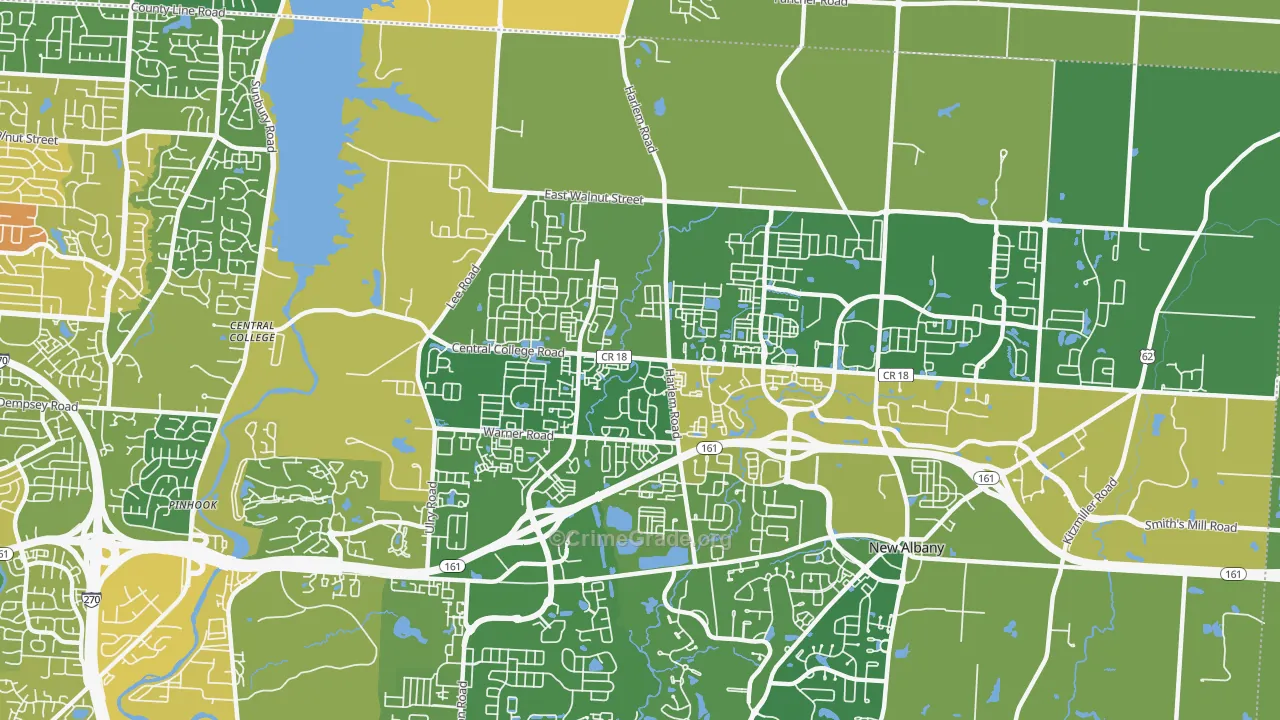 Rocky-Fork Blacklick Accord, Westerville, OH Map of Burglary Rates