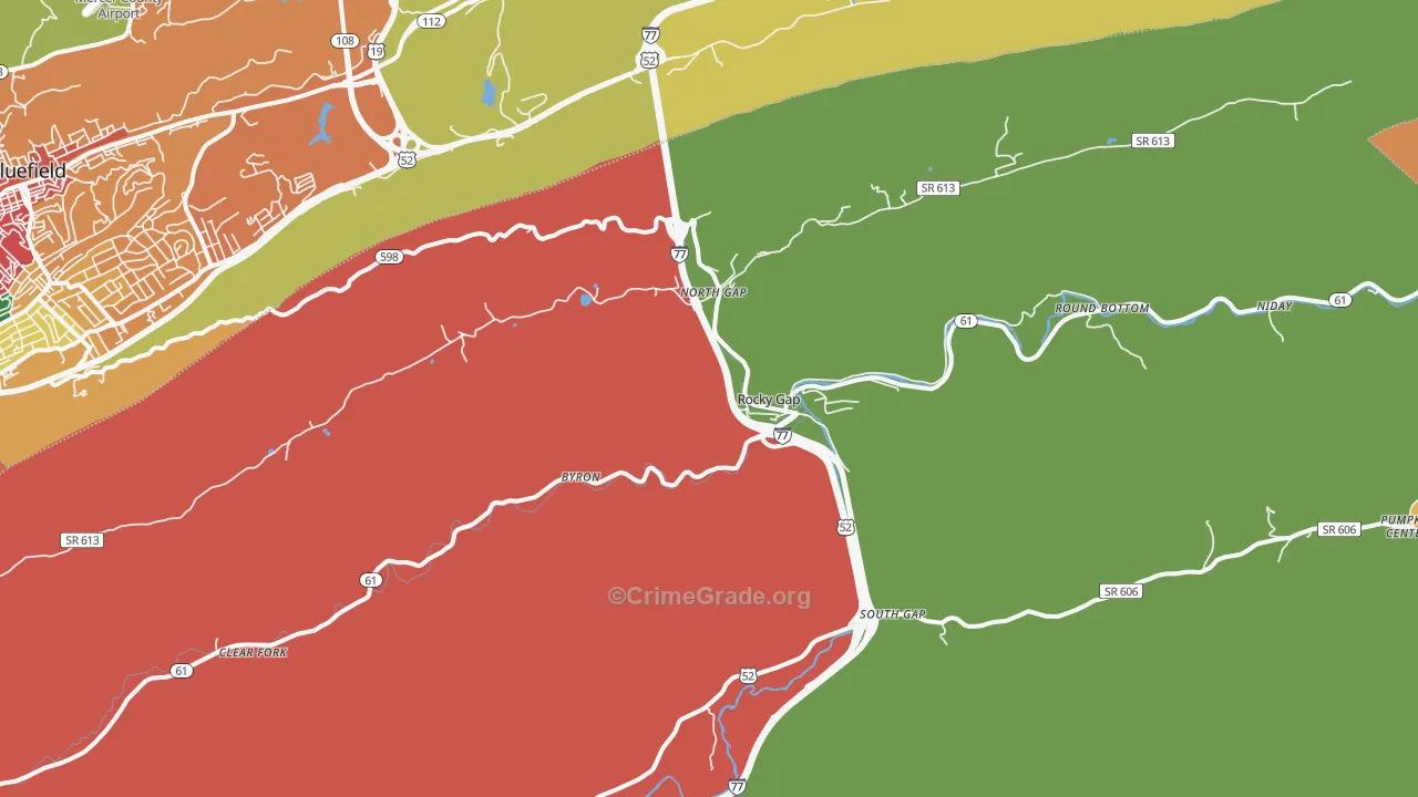 Rocky Gap, VA Map of Burglary Rates