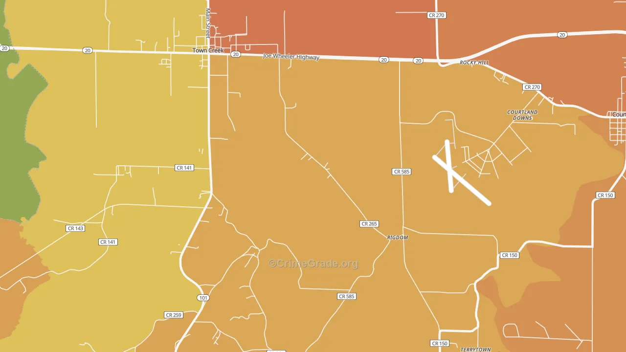 Rocky Hill, AL Map of Burglary Rates