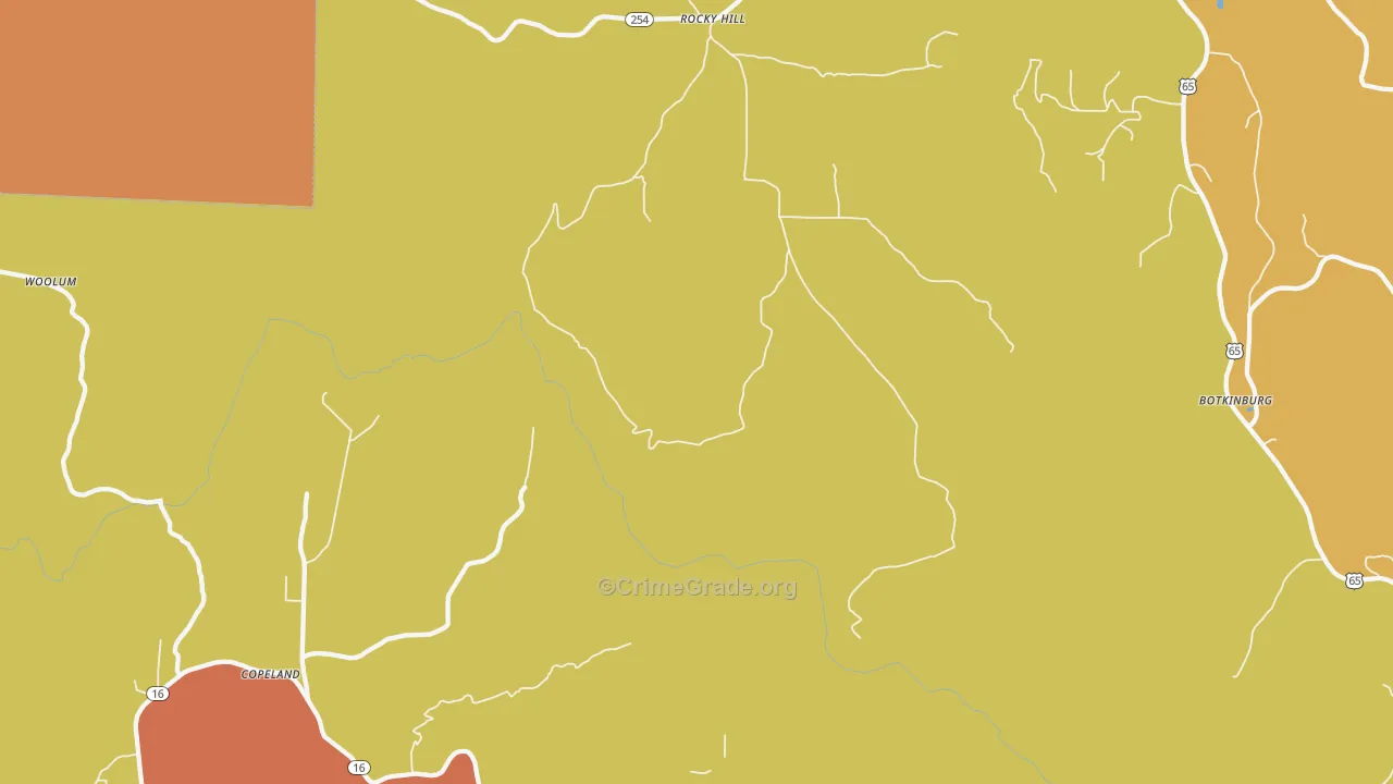 Rocky Hill, AR Map of Burglary Rates