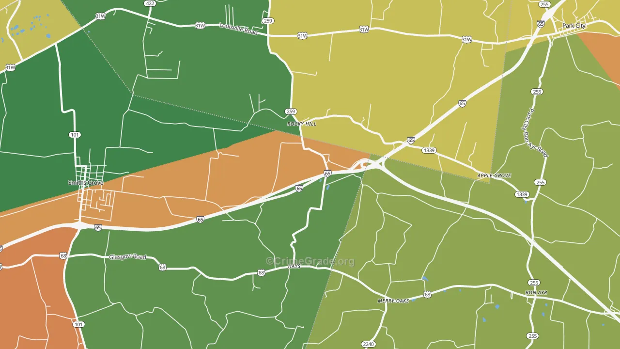 Rocky Hill, KY Map of Burglary Rates