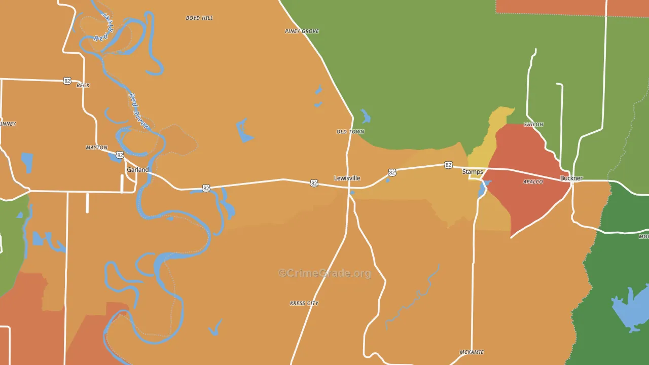 Rocky Mound, AR Map of Burglary Rates