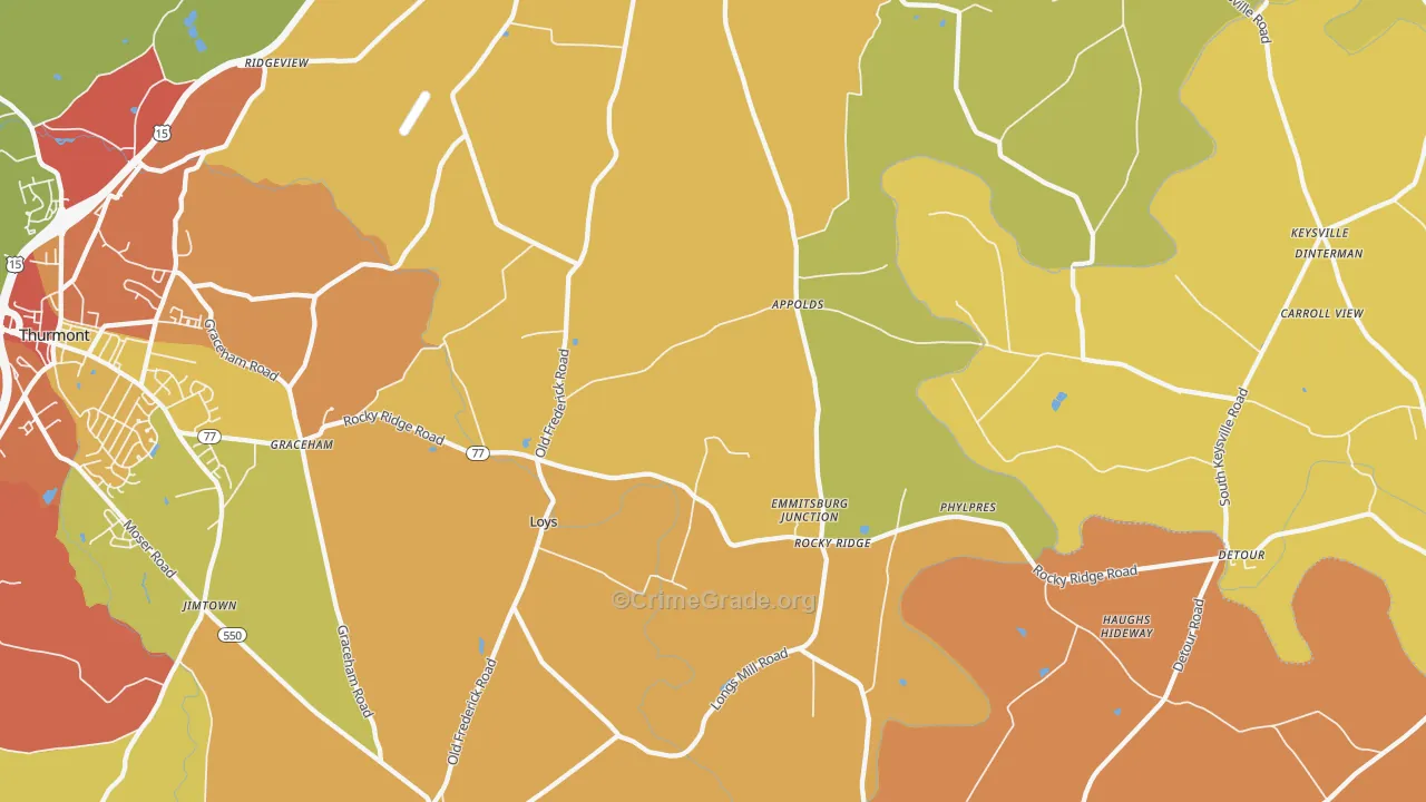 Rocky Ridge, MD Map of Burglary Rates