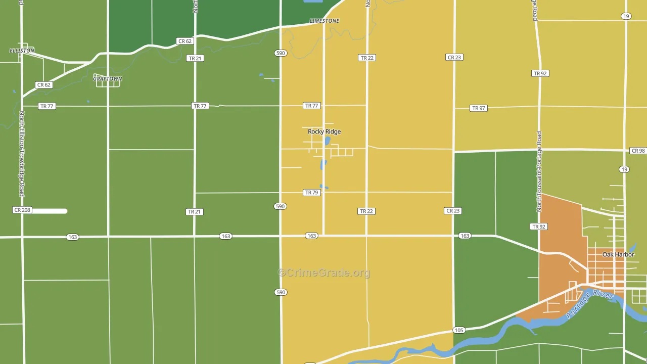 Rocky Ridge, OH Map of Burglary Rates