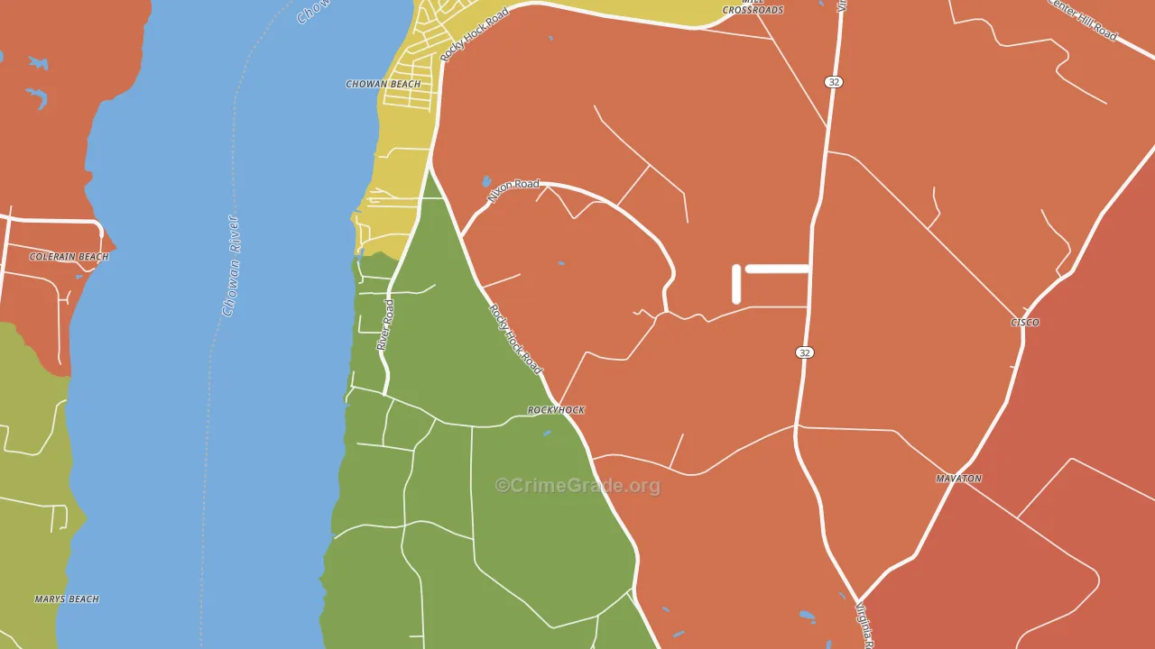 Rockyhock, NC Map of Burglary Rates