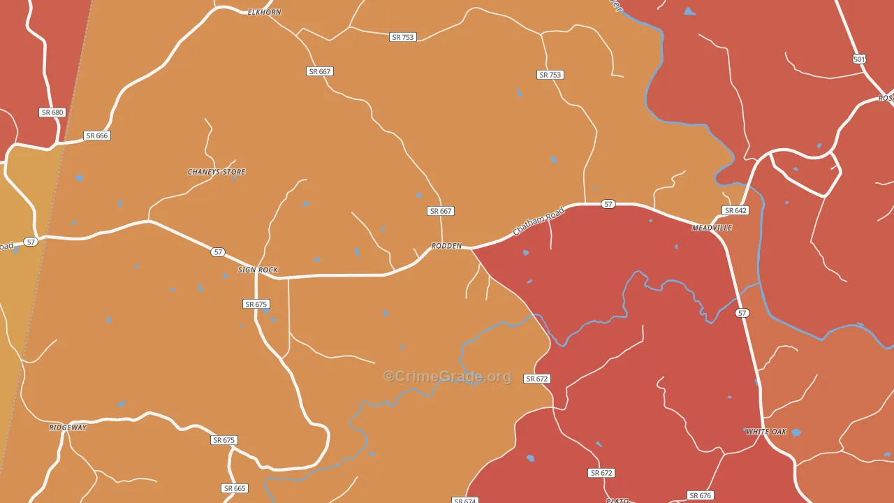 Rodden, VA Map of Burglary Rates