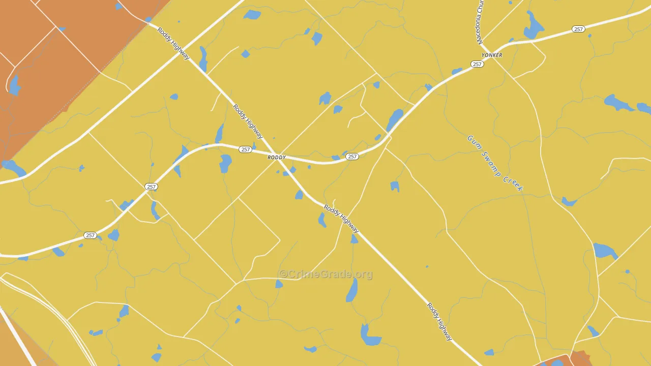 Roddy, GA Map of Burglary Rates