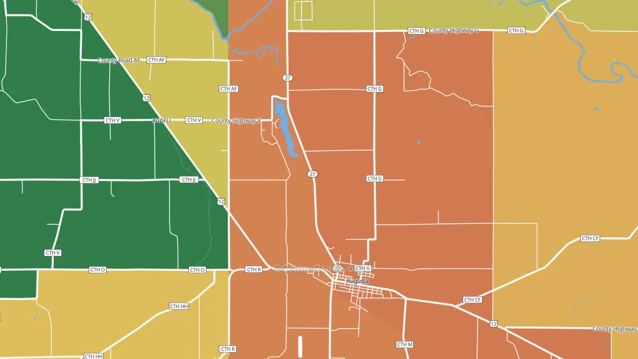 Rodell, WI Map of Burglary Rates