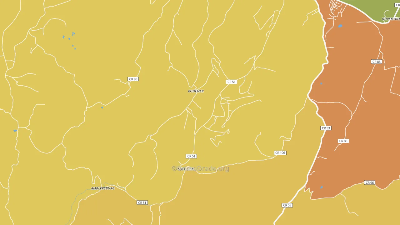 Rodemer, WV Map of Burglary Rates