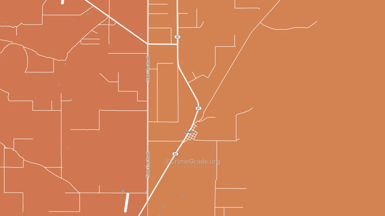 Rodeo, NM Map of Burglary Rates