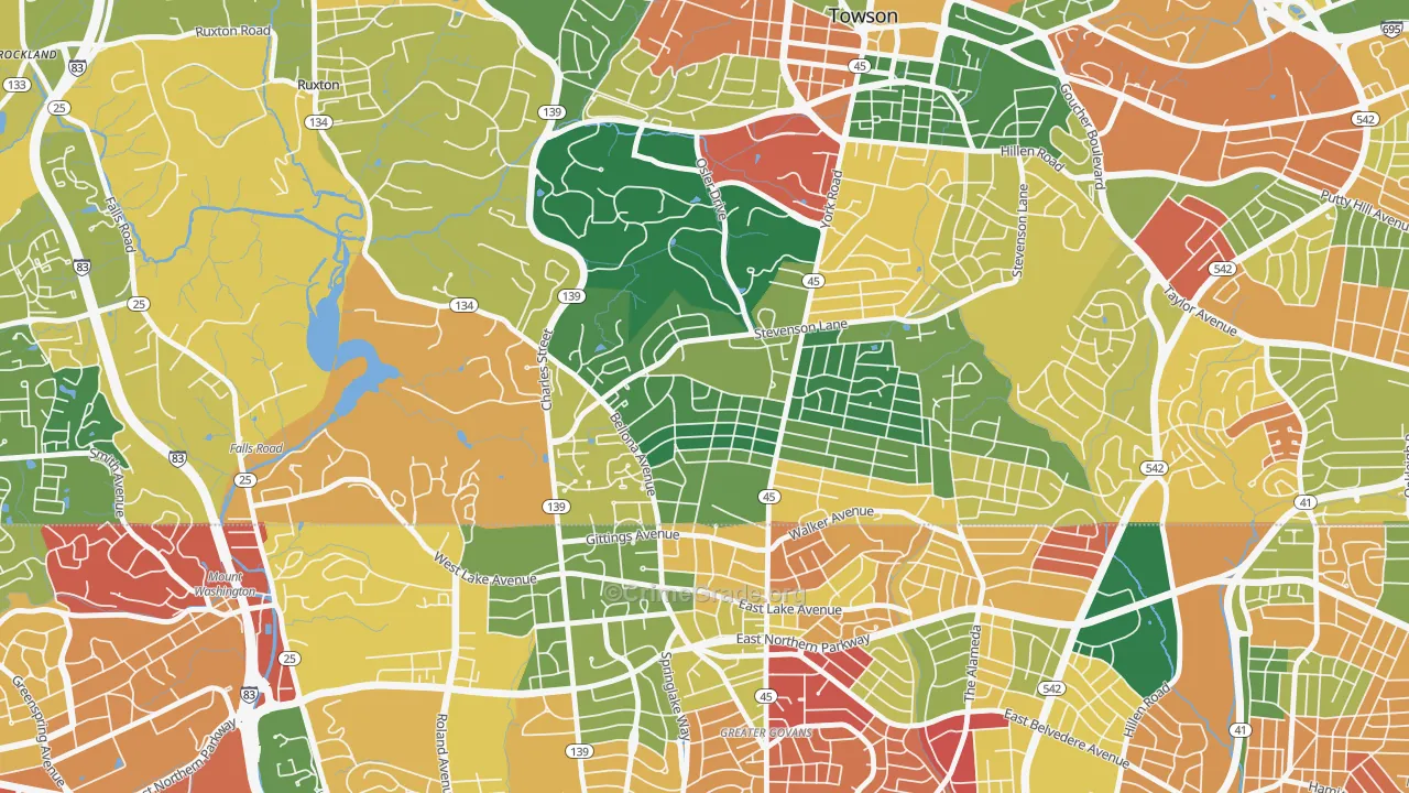 Rodgers Forge, Towson, MD Map of Burglary Rates