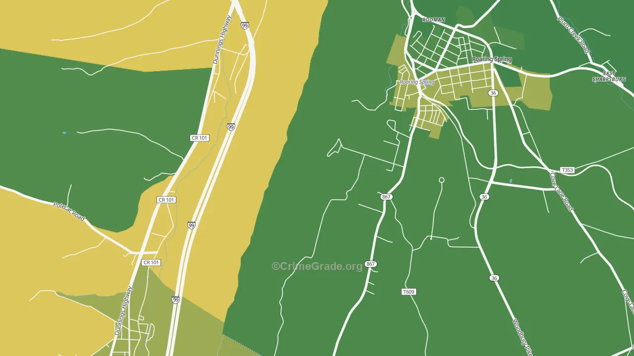 Rodman, PA Map of Burglary Rates