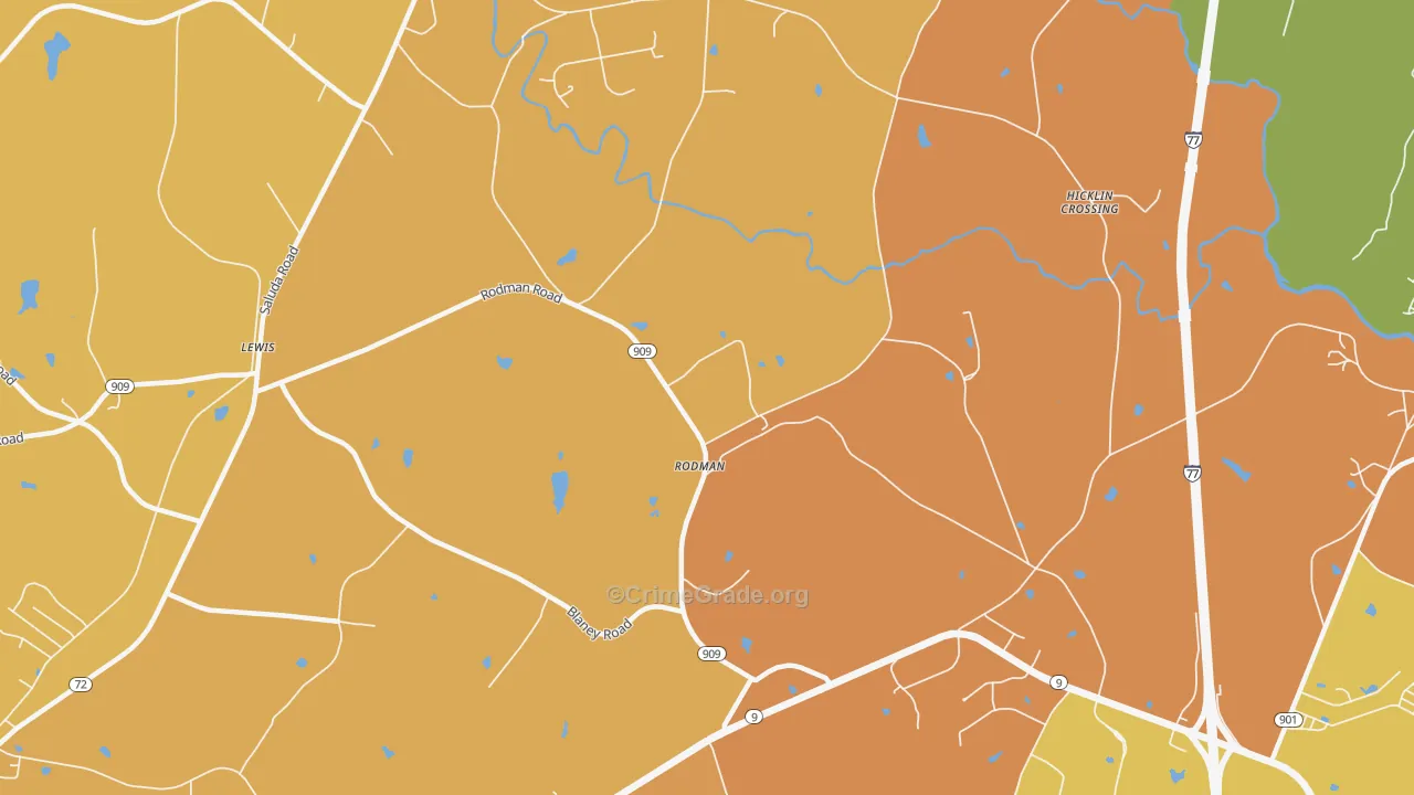 Rodman, SC Map of Burglary Rates