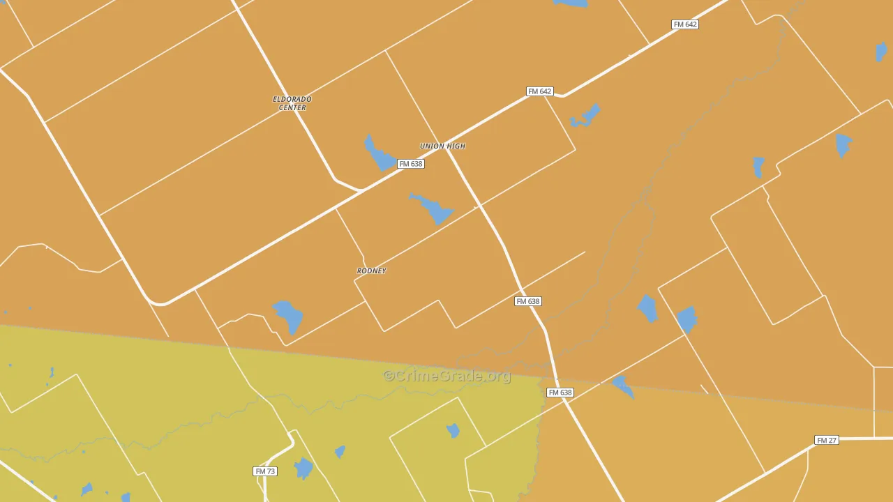 Rodney, TX Map of Burglary Rates