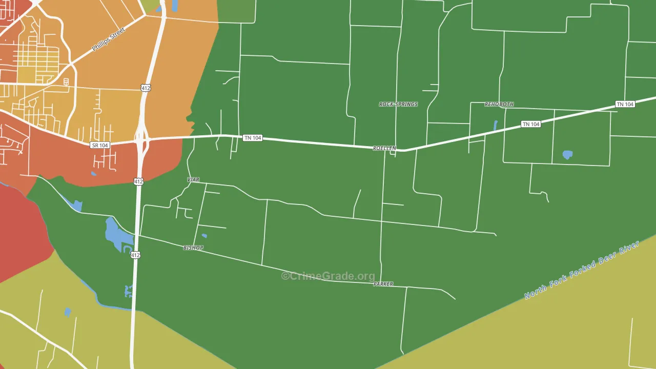 RoEllen, TN Map of Burglary Rates