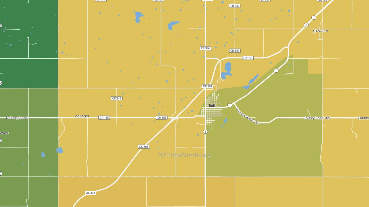 Roff, OK Map of Burglary Rates