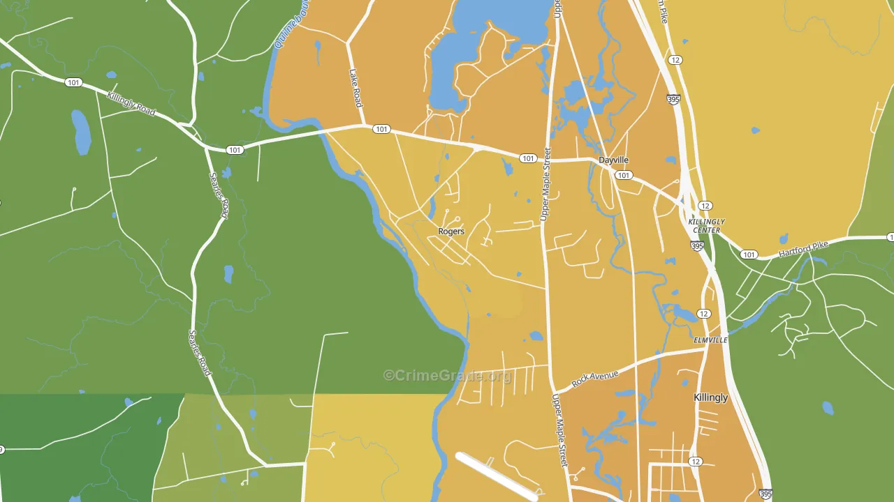 Rogers, CT Map of Burglary Rates
