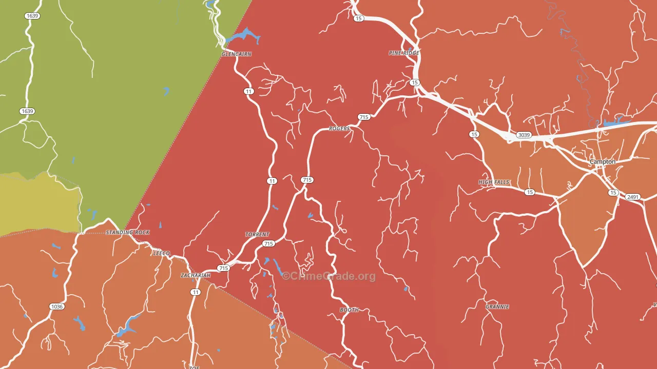 Rogers, KY Map of Burglary Rates