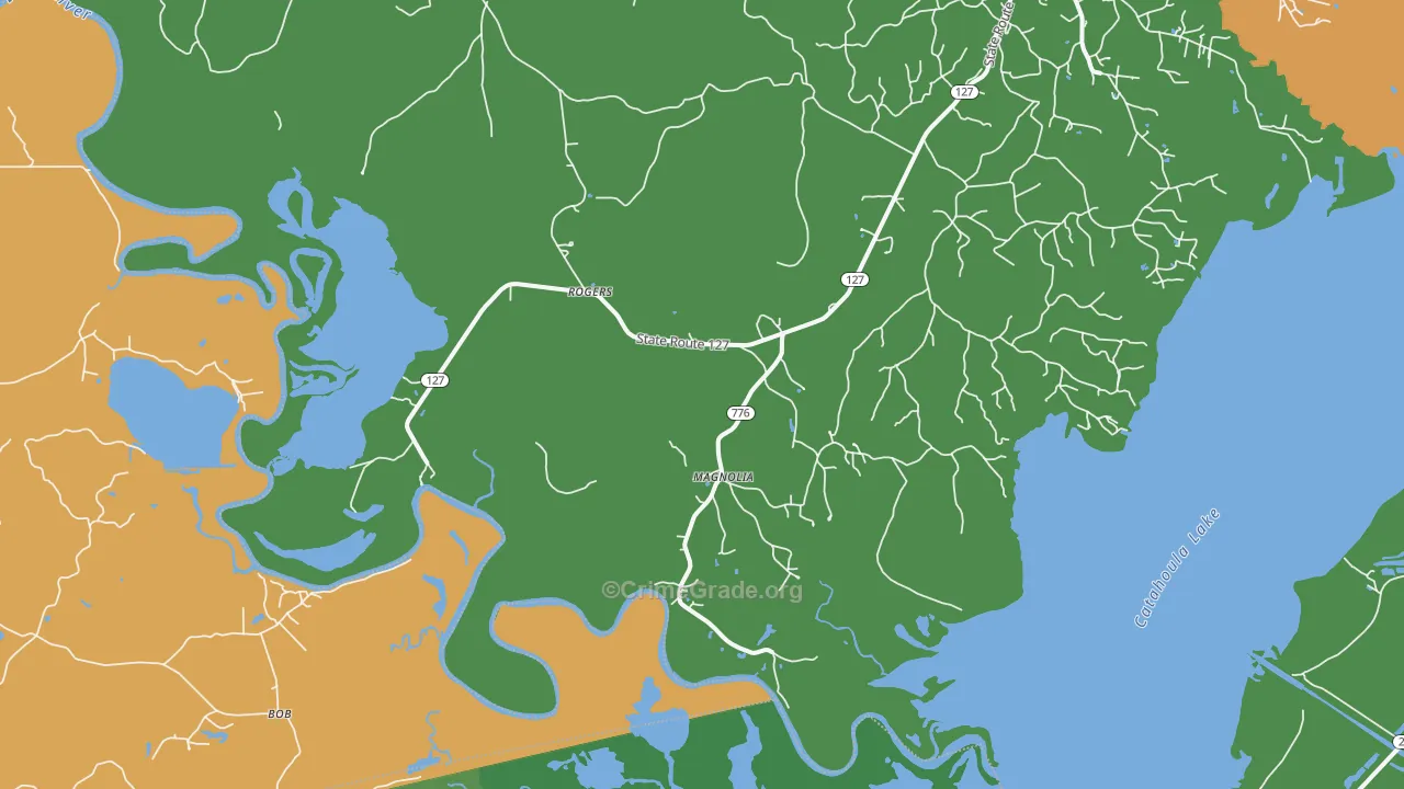 Rogers, LA Map of Burglary Rates