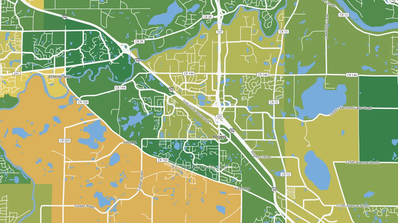 Rogers, MN Map of Burglary Rates