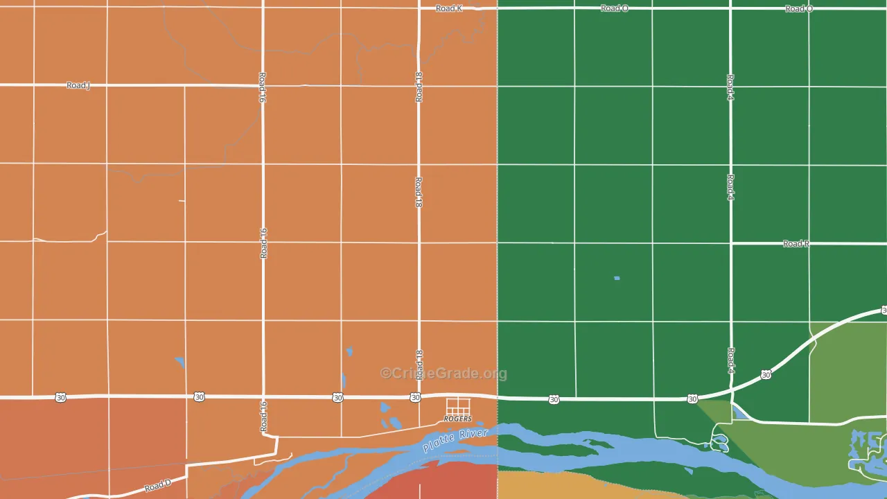 Rogers, NE Map of Burglary Rates