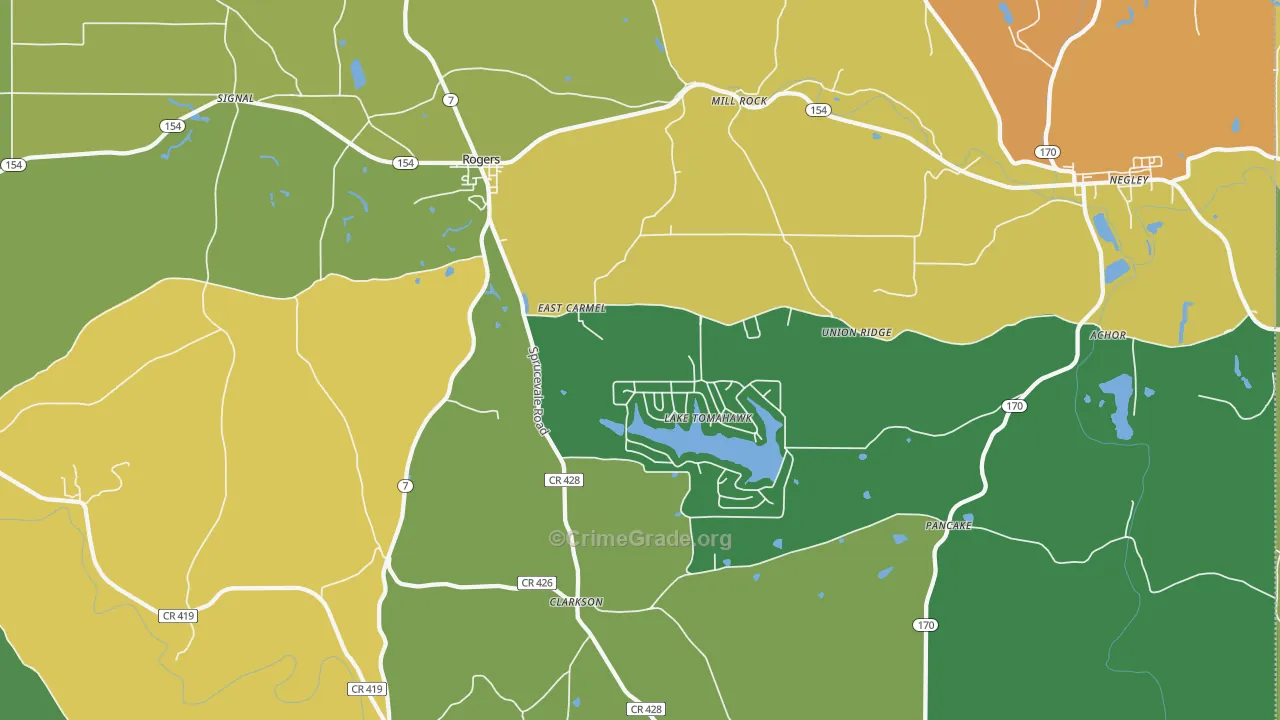 Rogers, OH Map of Burglary Rates