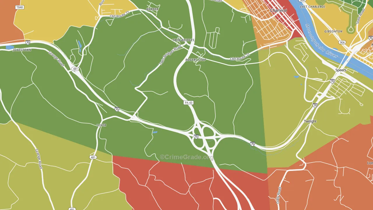 Rogers Stop, PA Map of Burglary Rates