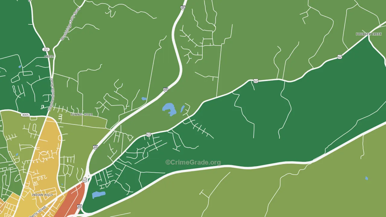 Rogersville, KY Map of Burglary Rates