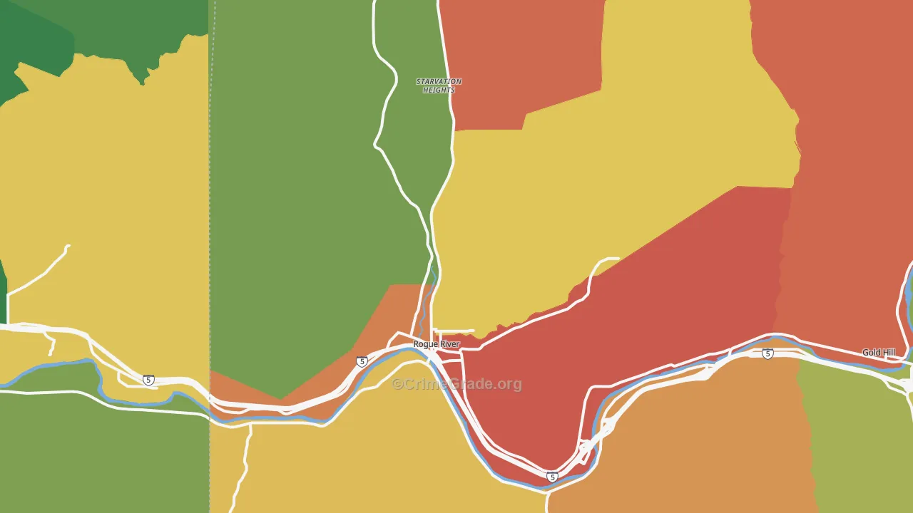 Rogue River, OR Map of Burglary Rates