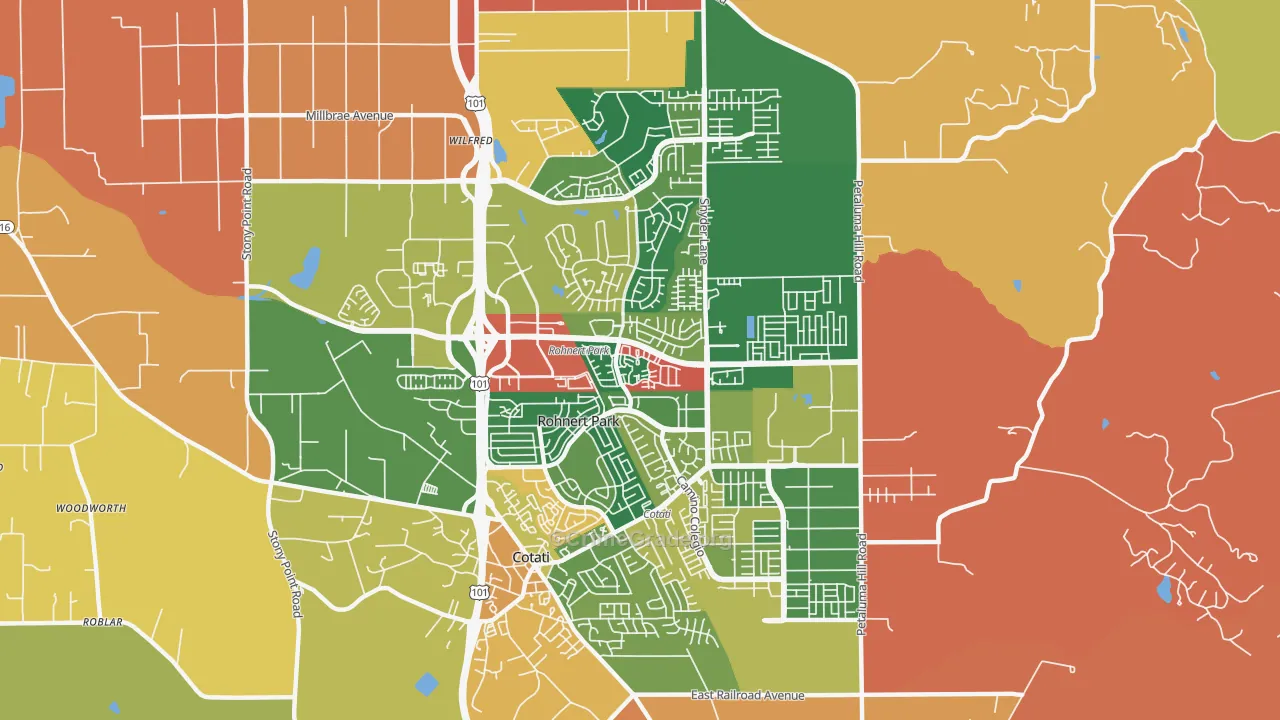 Rohnert Park, CA Map of Burglary Rates