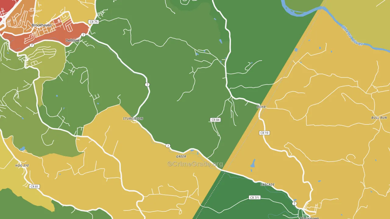 Rohr, WV Map of Burglary Rates