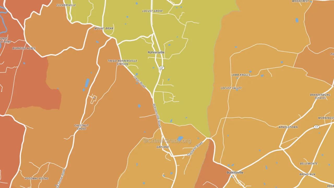 Rohrersville, MD Map of Burglary Rates