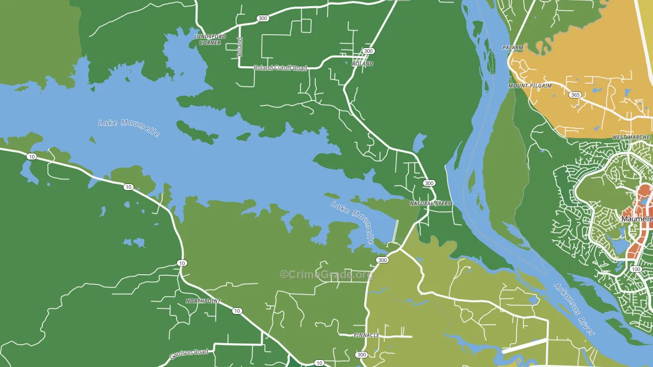 Roland, AR Map of Burglary Rates