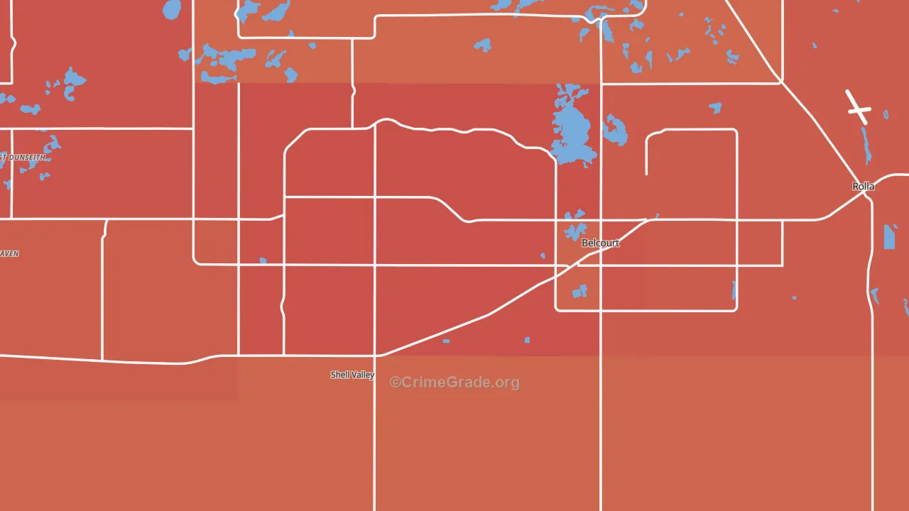 Rolette County, ND Map of Burglary Rates