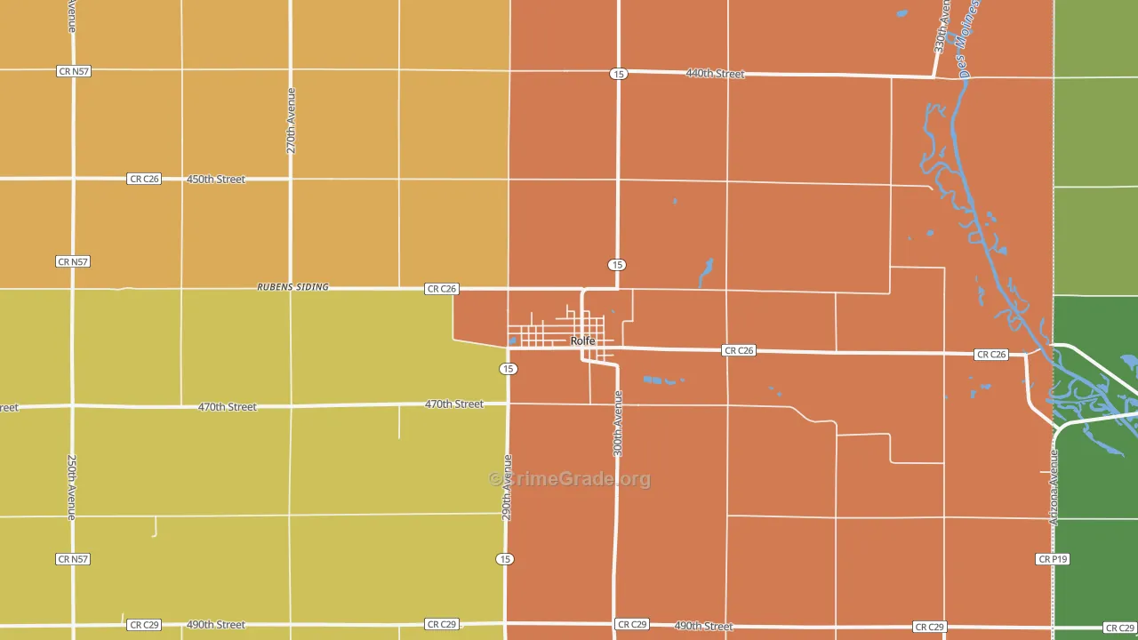 Rolfe, IA Map of Burglary Rates