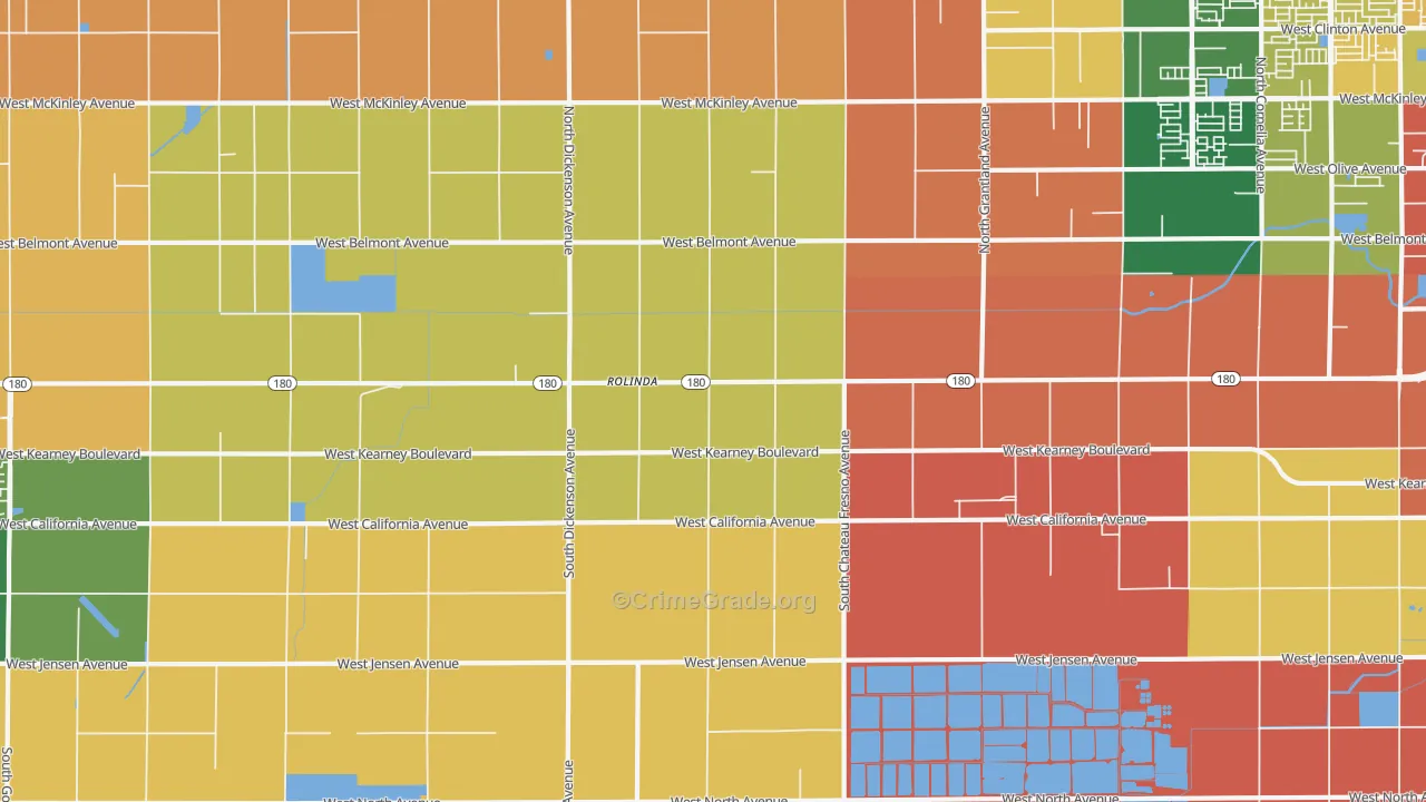 Rolinda, CA Map of Burglary Rates