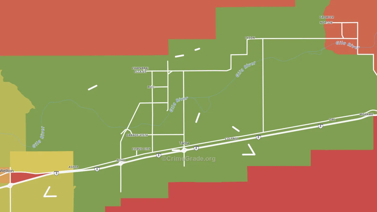 Roll, AZ Map of Burglary Rates