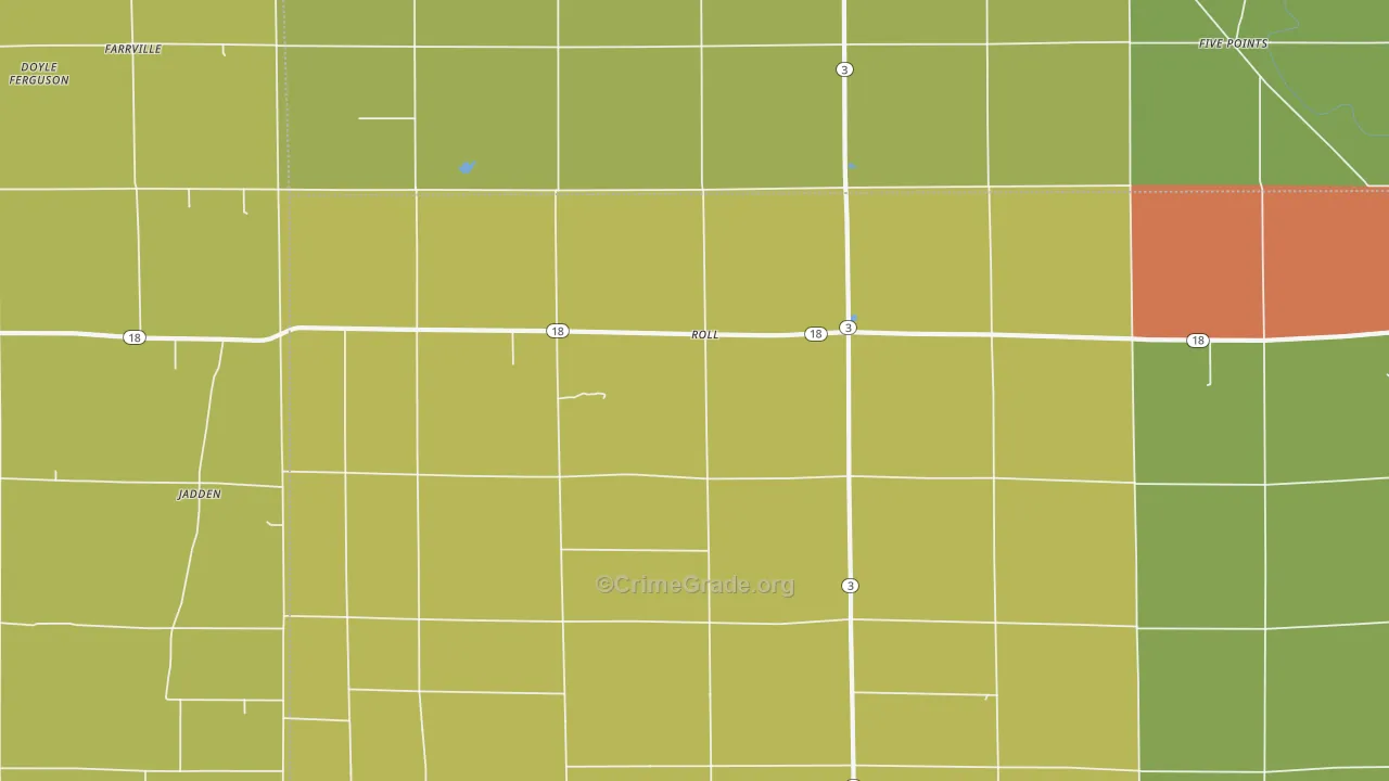Roll, IN Map of Burglary Rates