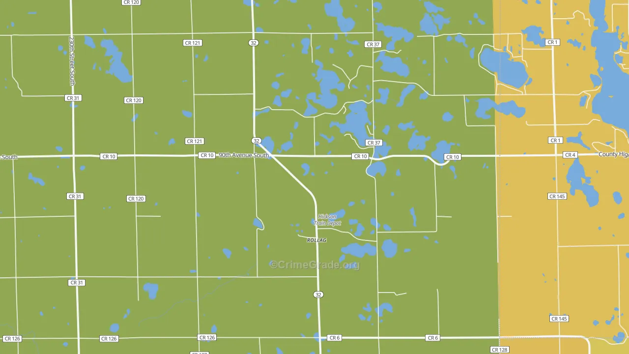 Rollag, MN Map of Burglary Rates