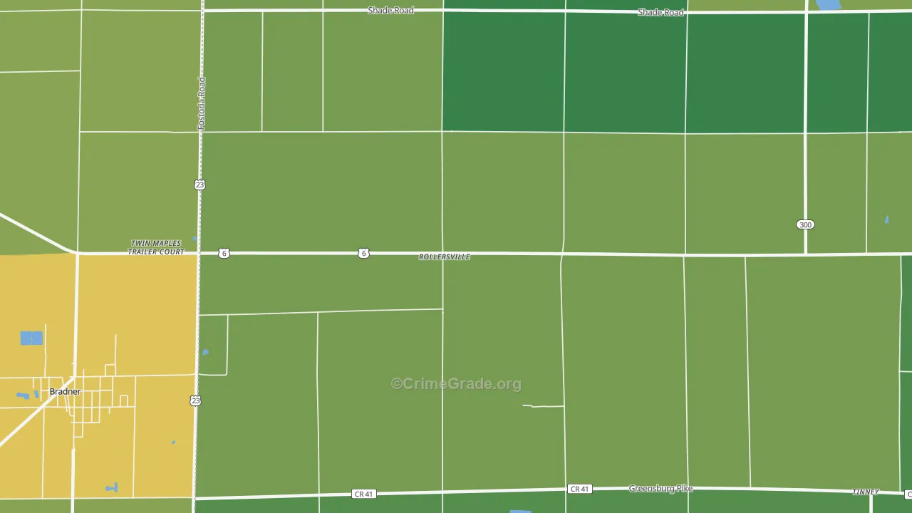 Rollersville, OH Map of Burglary Rates