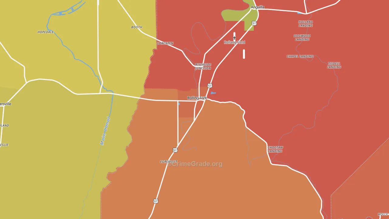 Rolling Fork, MS Map of Burglary Rates