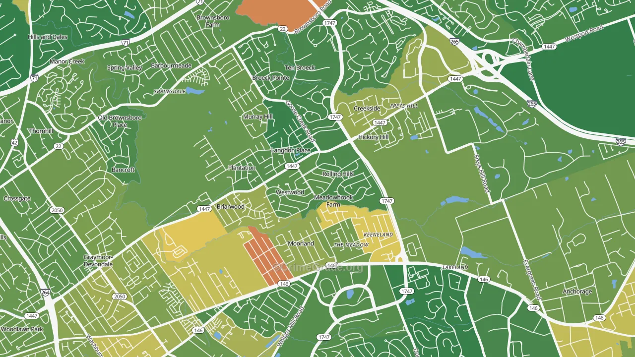 Rolling Hills, KY Map of Burglary Rates