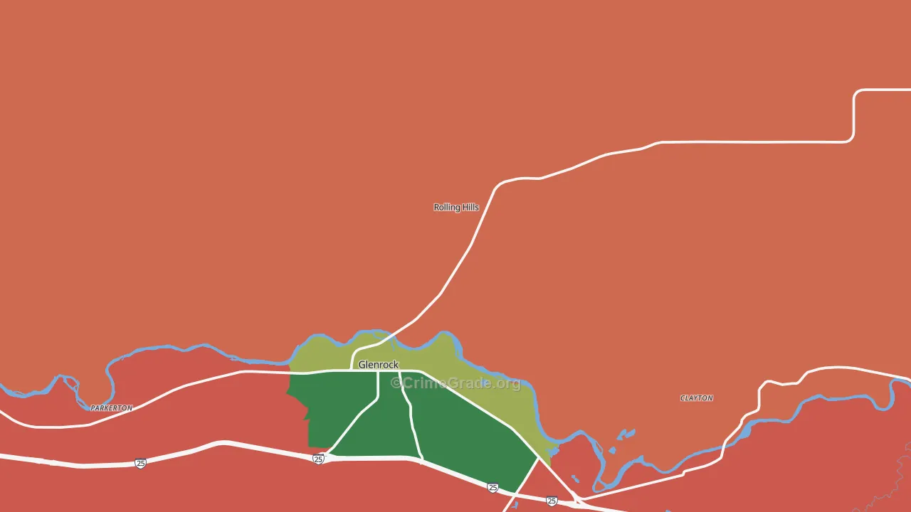 Rolling Hills, WY Map of Burglary Rates