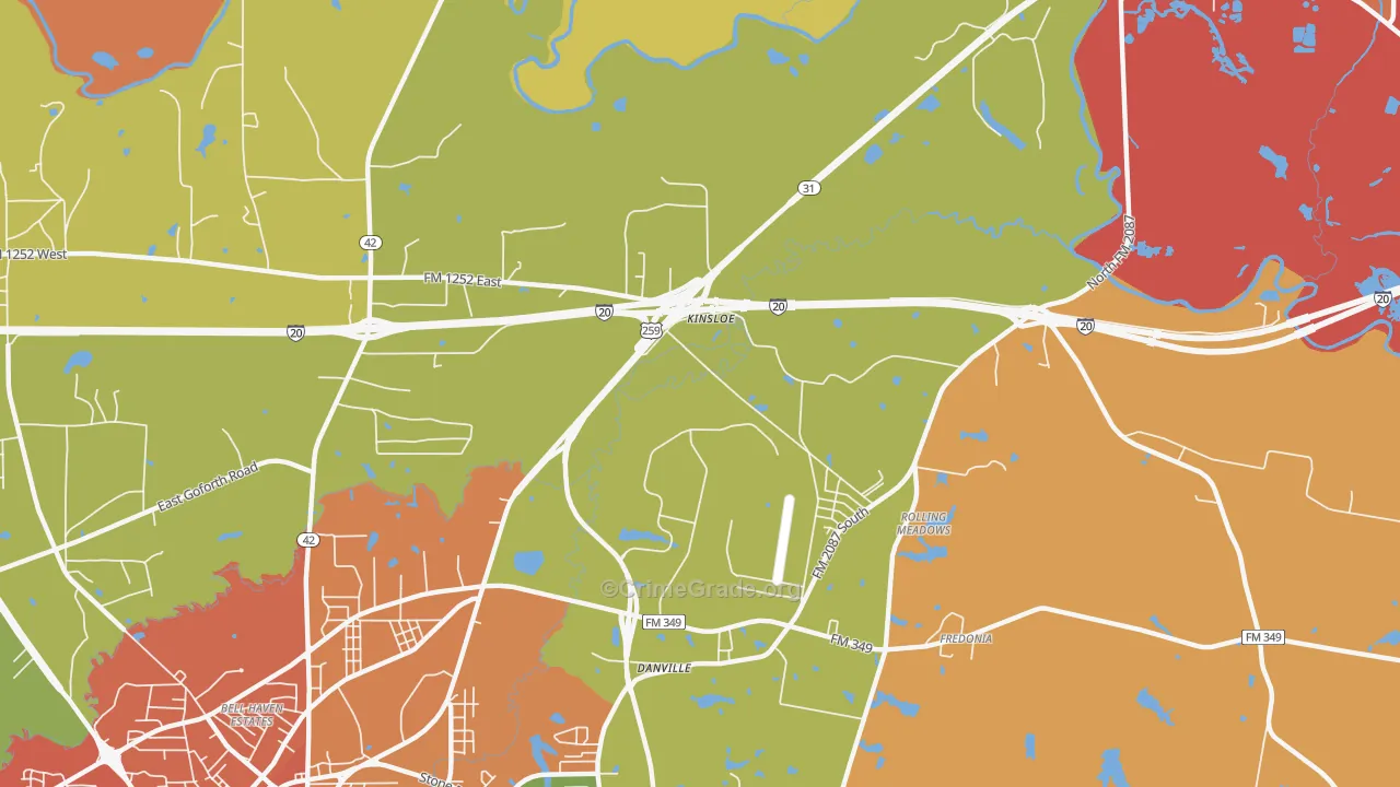 Rolling Meadows, TX Map of Burglary Rates